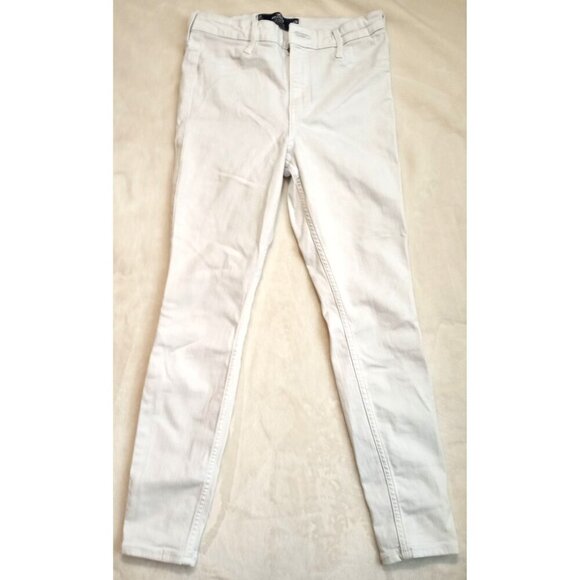 Hollister White Distressed Jeans Size 3 Short w 26 L 26 high rise super skinny - Picture 1 of 4